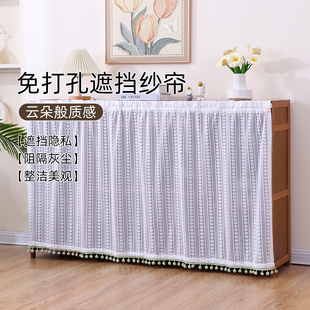 家用免打孔鞋柜防尘纱帘橱柜滑轨拉帘短帘柜遮挡帘可定制美观装饰