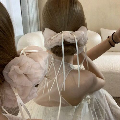 掌管氛围感的神！韩系芭蕾风甜美蝴蝶结飘带花苞大肠发圈头绳发饰