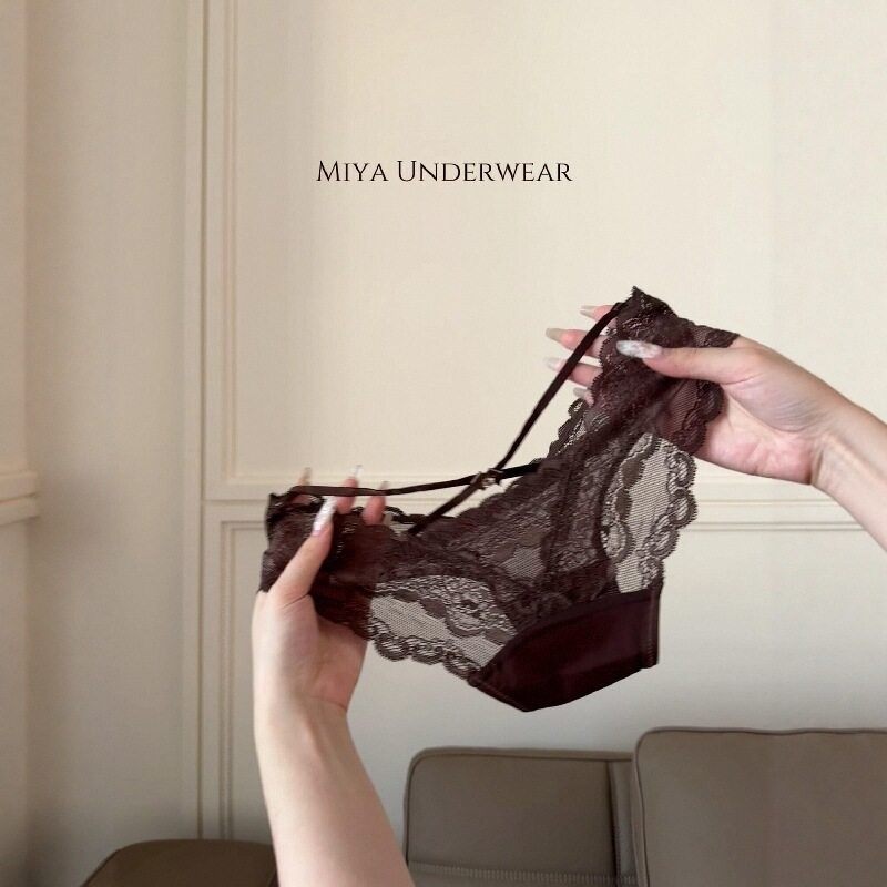 可可深褐色蕾丝~美拉德法式性感纯欲勾人网纱透气三角内裤太美了~,女士内衣/男士内衣/家居服,女三角裤,淘宝优惠券,粉丝福利购,淘宝优惠卷