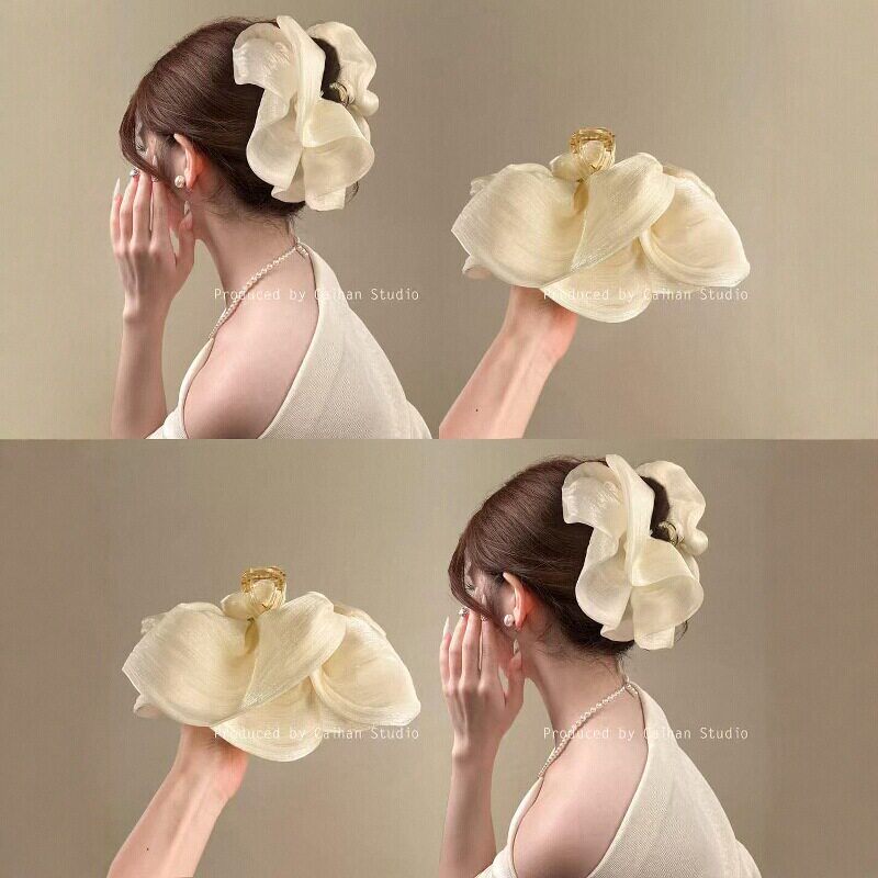 好韩好有千金感的褶皱云朵抓夹~法式显脸小抓夹女气质鲨鱼夹发饰~