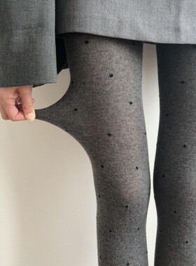 Let’s all grey！复古清冷灰色波点裤袜上大分~miu高级感打底袜~