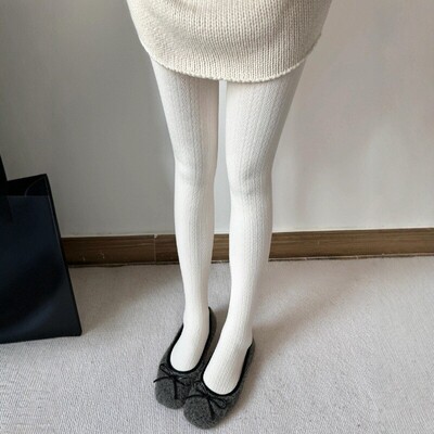 好乖！奶白麻花连裤袜真的吼吼看！秋冬温柔感加厚加绒保暖打底~