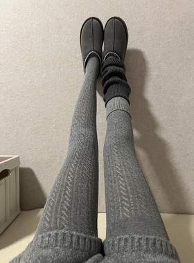 秋冬预备备！格雷灰色斜纹连裤袜也太miu了吧！！镂空设计好韩系~