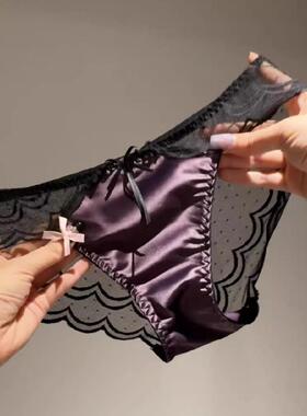 暮山紫雾！轻奢缎面法式蕾丝内裤~这一刻徜徉在浪漫海~私藏好物！