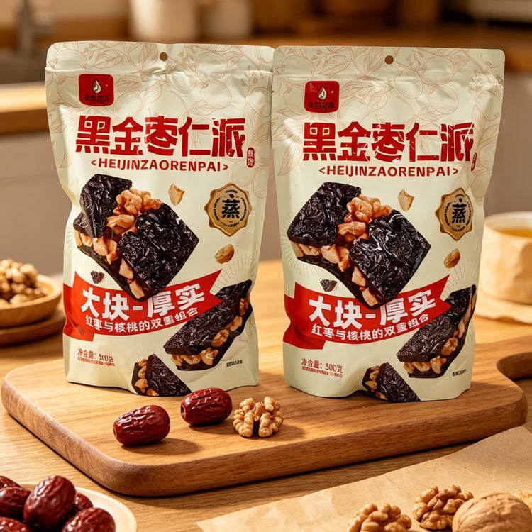 优恋怡佳黑金枣仁派500g*2袋无核夹心红枣派真空独立包装零食休闲