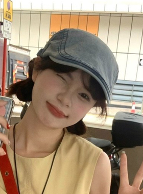 日系千禧风牛仔浅蓝色前进帽