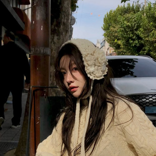 韩国代购款米色可爱手工制作耳套