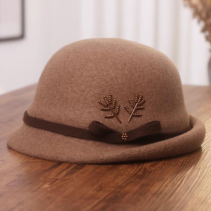帽子女秋冬高品质羊毛呢卷边礼帽优雅复古贝雷帽气质百搭保暖盆帽