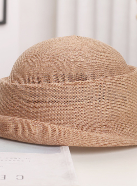 日系和纸定型渔夫帽女春夏优雅轻薄透气卷边贝雷帽复古千金小礼帽