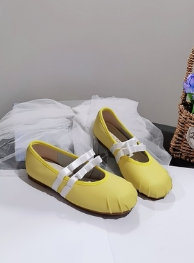 01629特价清仓 春秋真皮平底芭蕾舞单鞋软底玛丽珍法式蝴蝶结女鞋