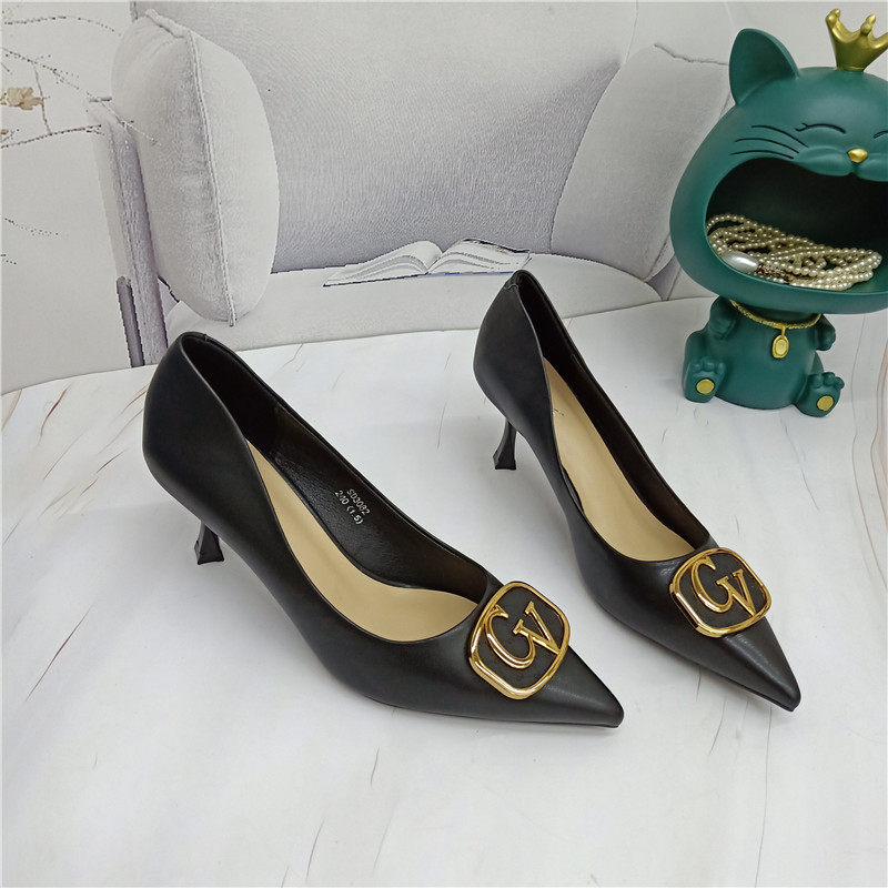 350亏本清仓 38码 春秋高跟鞋气质黑色尖头舒适工作鞋鞋跟单鞋女