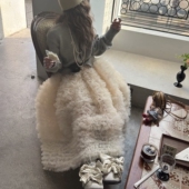 叠穿苾入千金公主风褶皱蛋糕裙网纱半身裙女层次感蓬蓬裙气质长裙