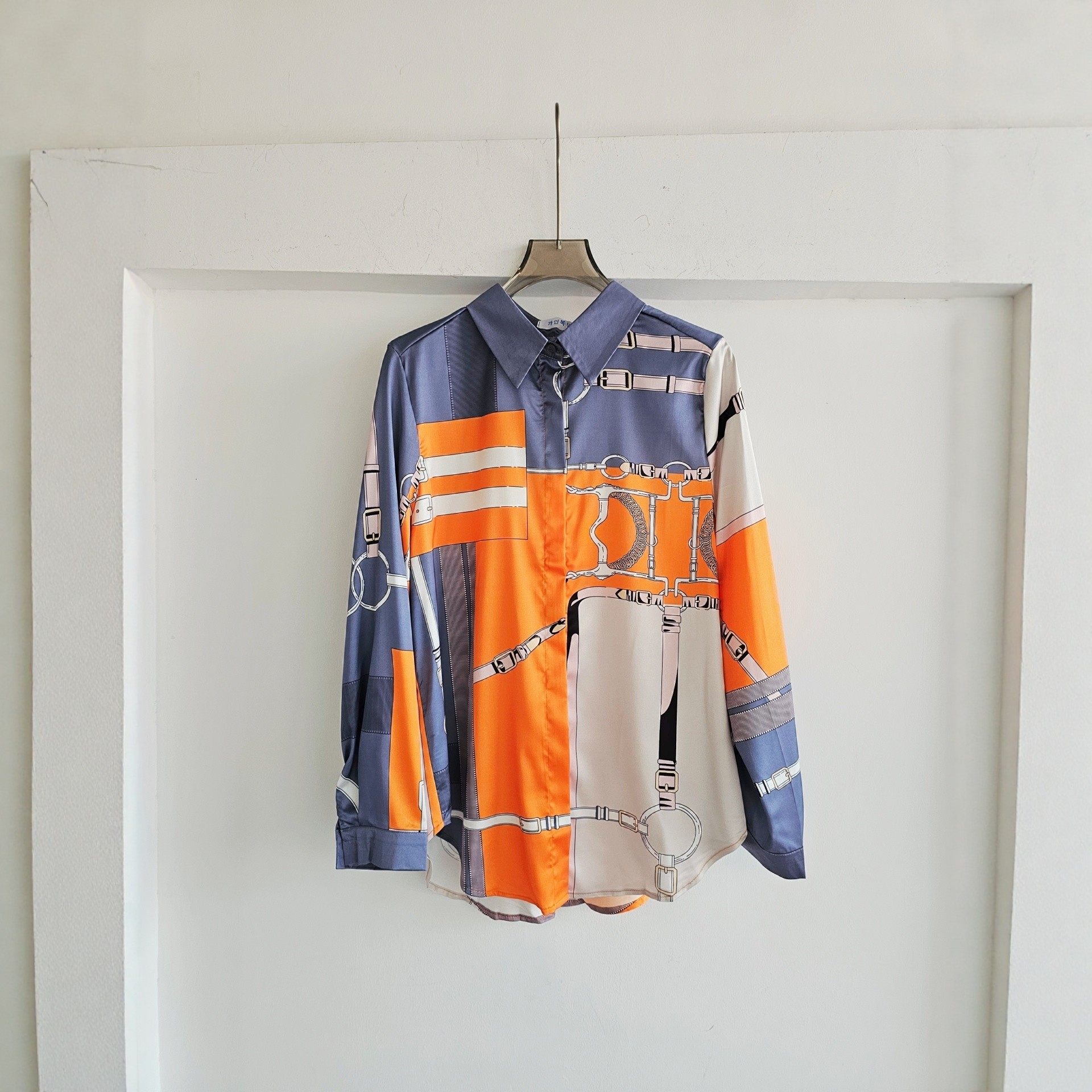 法式轻奢老钱风H风格拼色链条印花绸缎长袖衬衫2026早春名媛衬衣,女装/女士精品,衬衫,淘宝优惠券,粉丝福利购,淘宝优惠卷