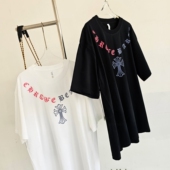 梵文字母项链设计感短袖 走外单少量 重磅美式 T恤宽松休闲情侣上衣