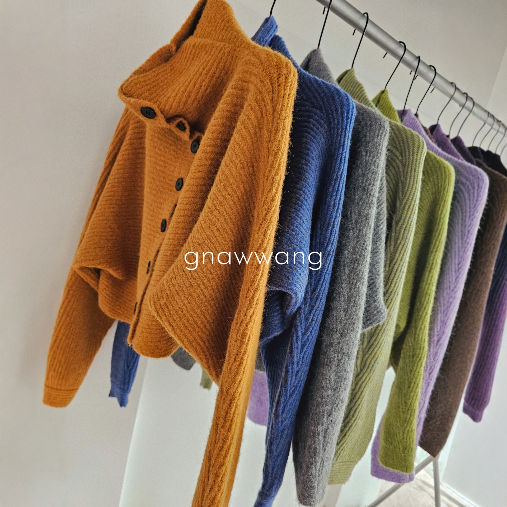 韩系慵懒风毛衣高领单排扣加厚女