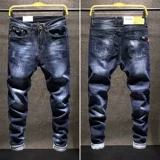 Демисезонные черные джинсы, эластичные джинсовые штаны, осенние, увеличенная толщина