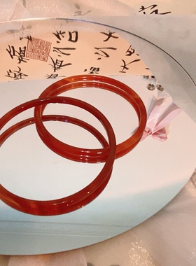 天然红玛瑙手镯细条红玉髓水晶镯子复古显白新中式配饰叮当镯