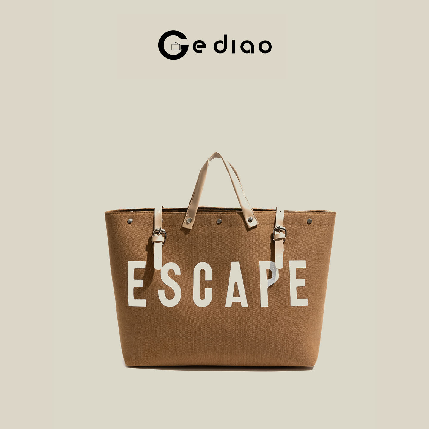 格调studio简约字母印花尼龙包包2026新款手提包大容量通勤托特包