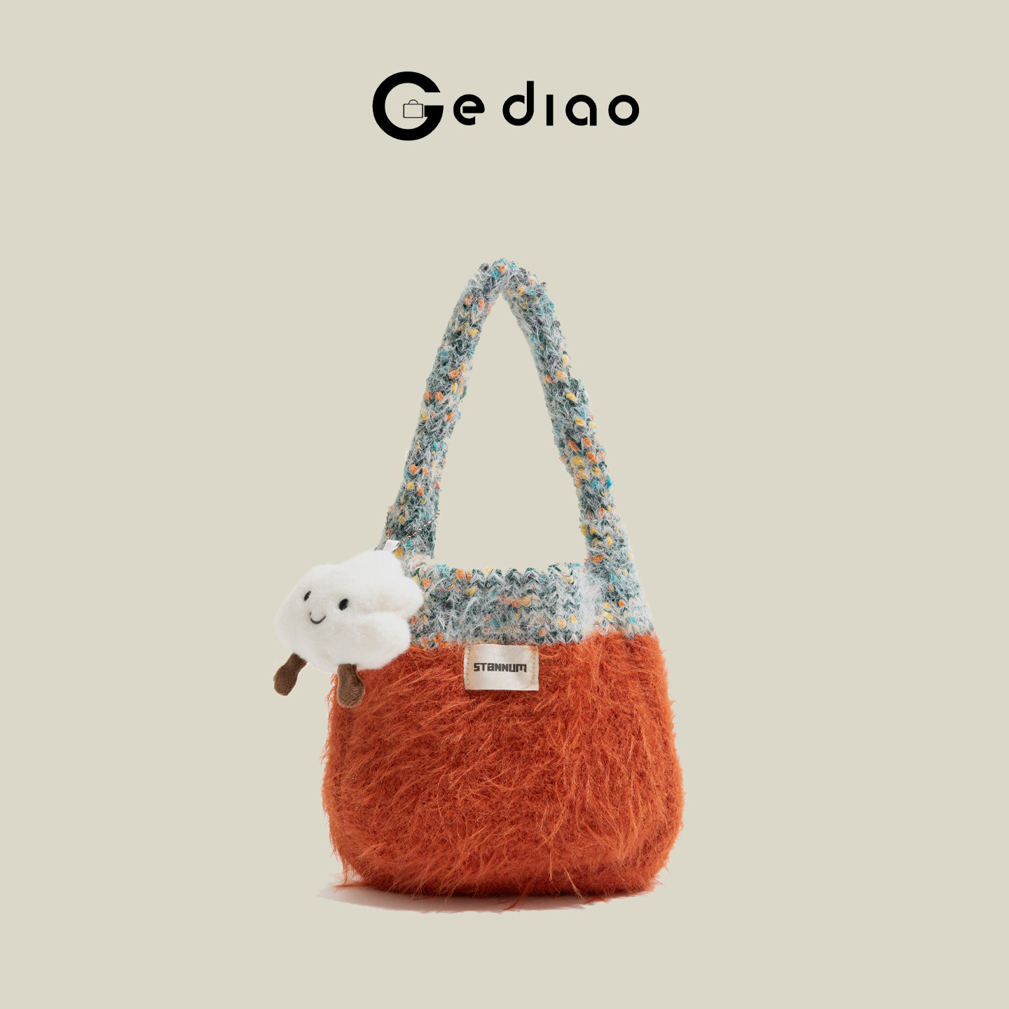 格调studio韩系可爱撞色编织毛线小托特包包女秋冬毛绒小众手提包,箱包皮具/热销女包/男包,托特包,淘宝优惠券,粉丝福利购,淘宝优惠卷