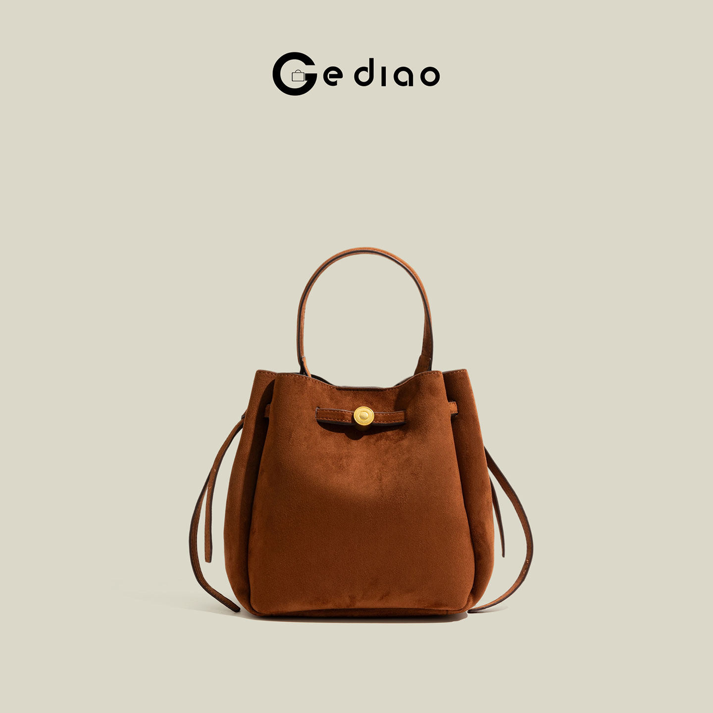 格调studio复古栗子风小众麂皮女包2025冬季水桶包轻奢单肩斜跨包,箱包皮具/热销女包/男包,通用款女包,淘宝优惠券,粉丝福利购,淘宝优惠卷