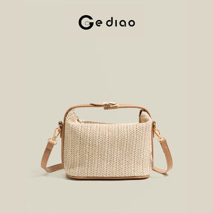 格调studio简约编织包包2026春季 藤编包海边慵懒风单肩斜挎包 新款
