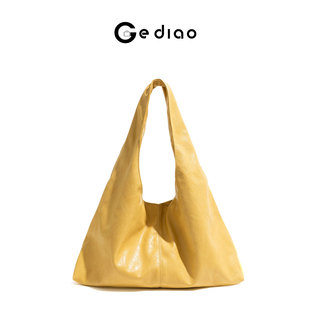 格调studio极简高级感日光黄软皮包包油蜡皮轻奢手提包腋下单肩包