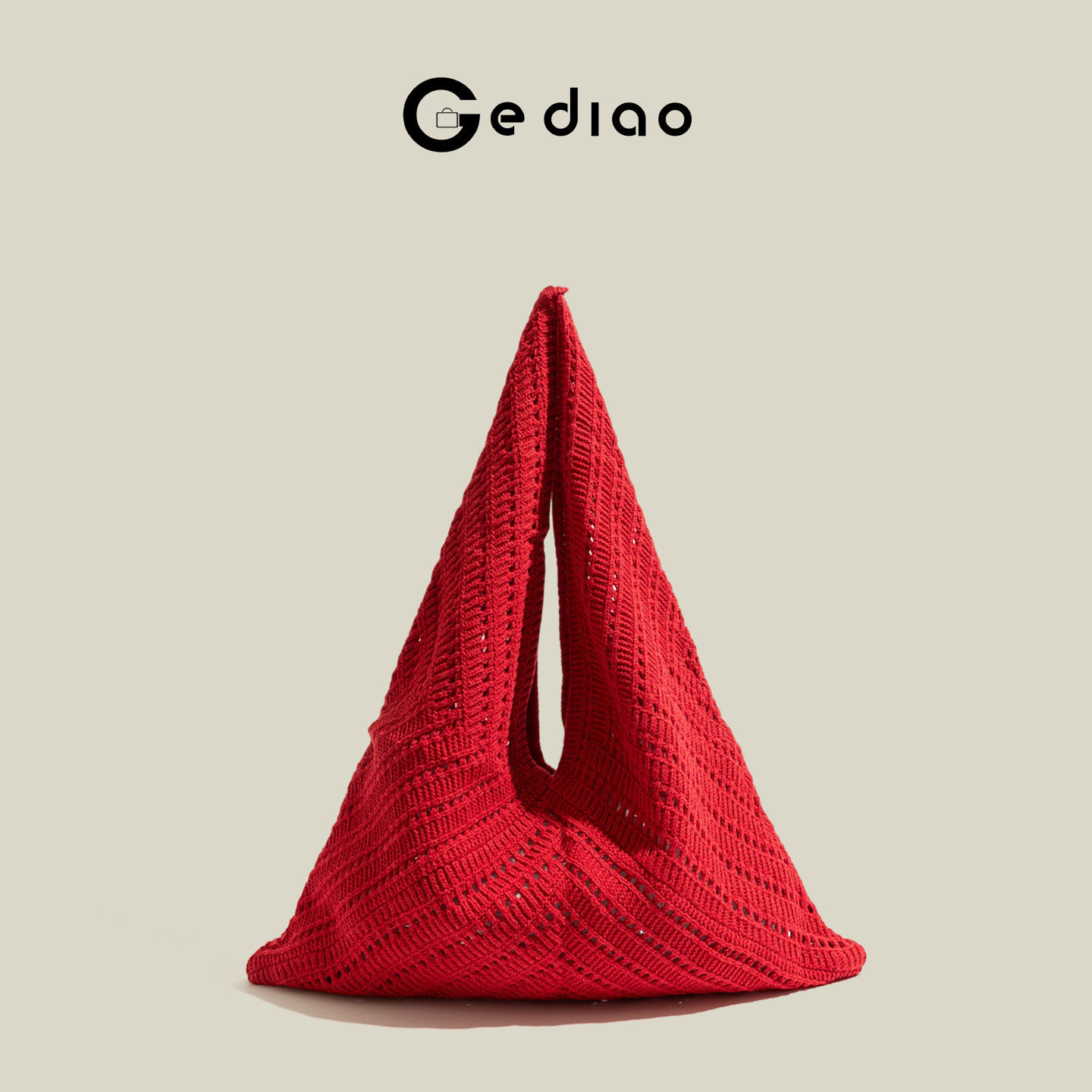 格调studio小清新编织红色包包2025新年氛围感针织包三角包手提包,箱包皮具/热销女包/男包,托特包,淘宝优惠券,粉丝福利购,淘宝优惠卷
