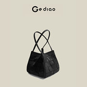 格调studio头层牛皮轻奢女包2025冬季 水桶包编织设计感手提单肩包