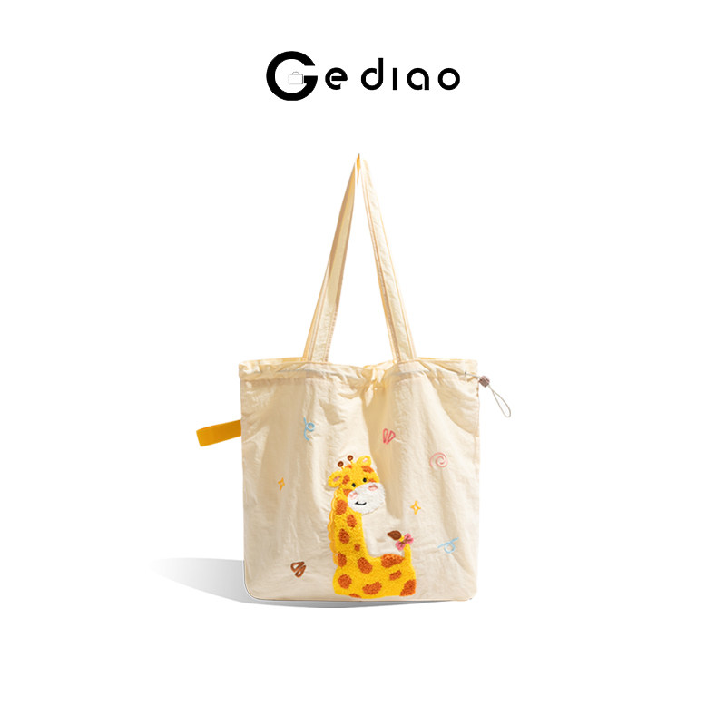 格调studio韩系可爱卡通刺绣帆布包包2025年慵懒单肩包百搭托特包