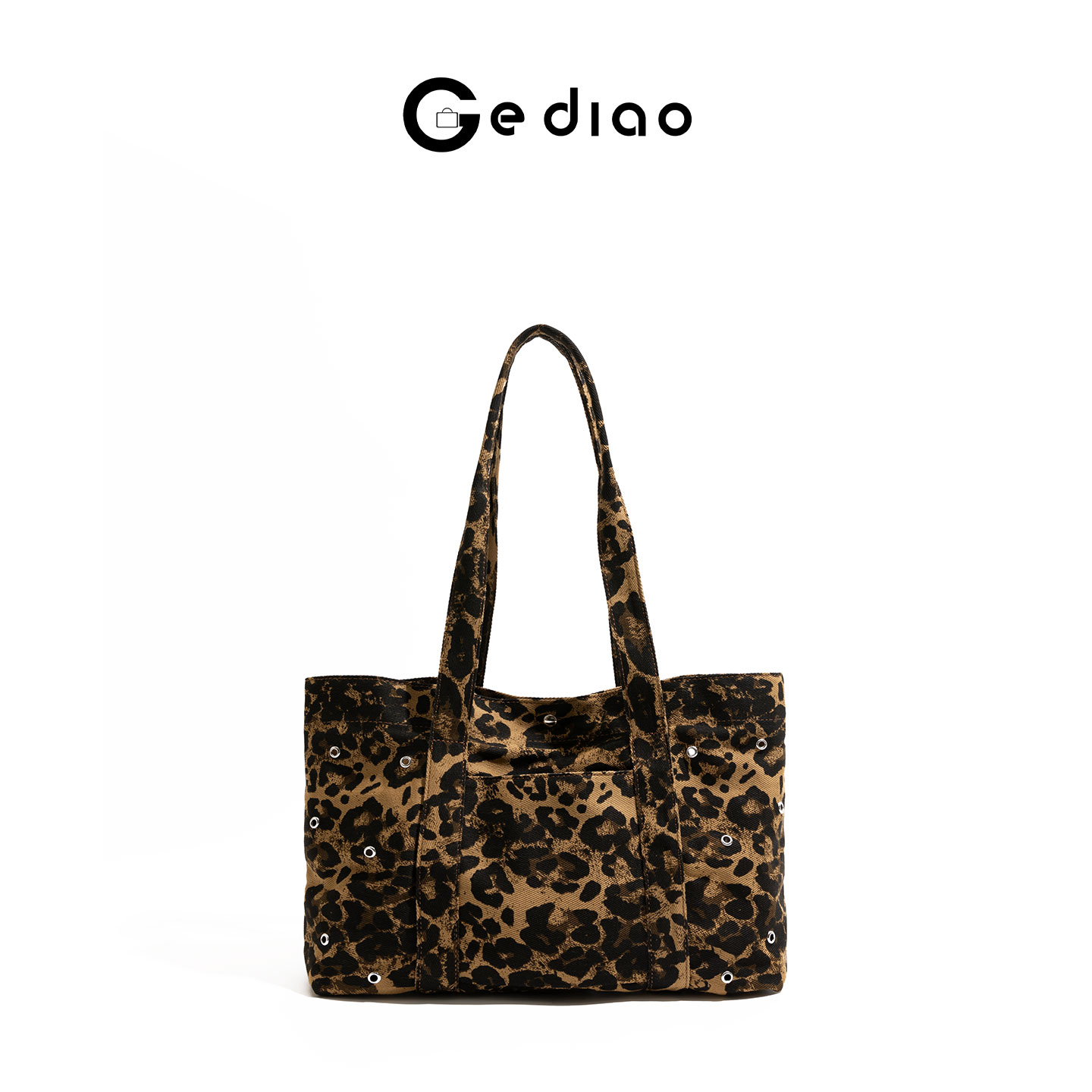 韩系豹纹帆布包包高级感小众