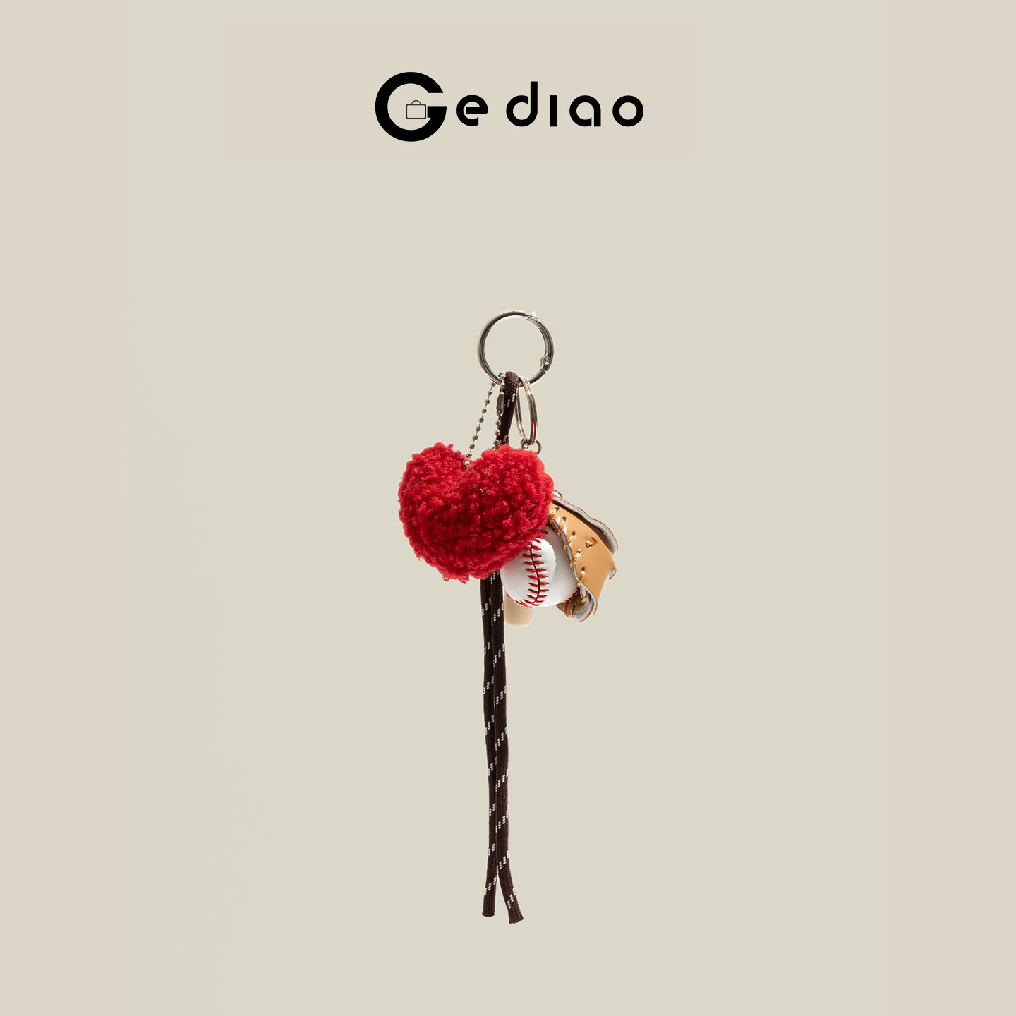 韩系学院风红色爱心包包挂件