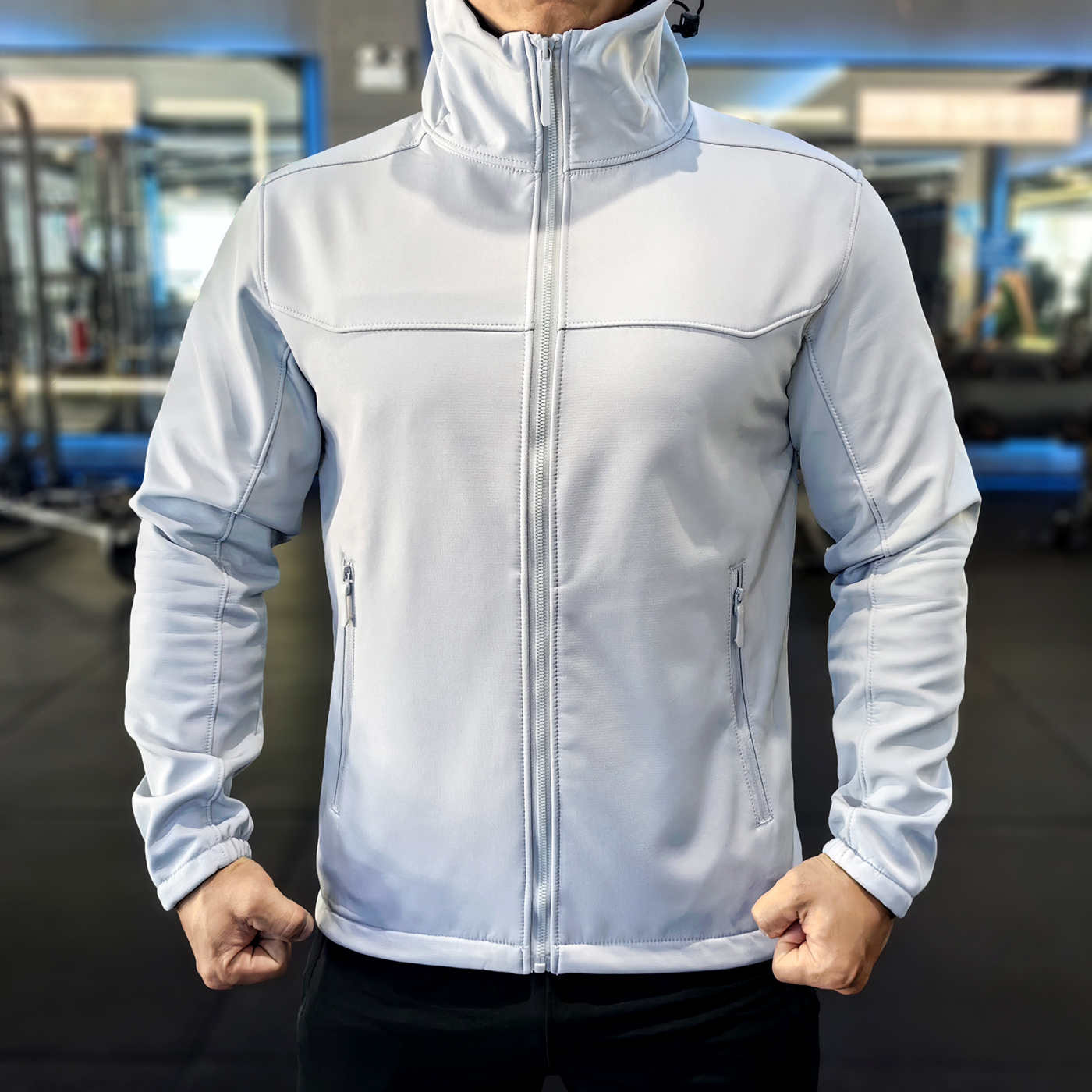 秋冬抓绒保暖防风防水跑步训练运动外套户外徒步机能风连帽夹克男