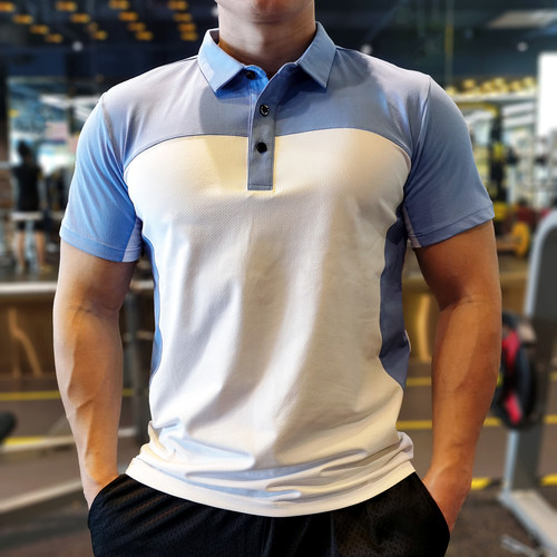 运动速干POLO男健身跑步翻领短袖