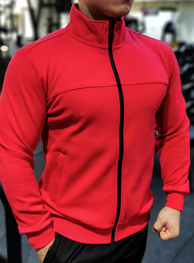 男士运动拉链卫衣秋冬加绒加厚透气保暖跑步健身立领外套教练工服