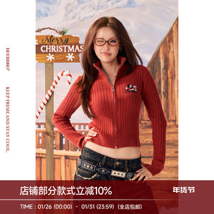 BeerBro『反叛假日』亲肤感强美式休闲小狗绣花紧身毛衣开衫外套