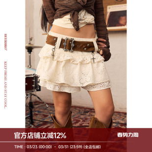 裙配腰带 成品酵洗朋克辣妹中低腰棉布裤 BeerBro 音乐节专场