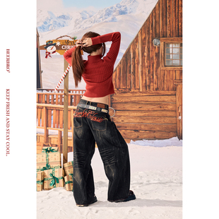 百搭撞色闪粉印花宽松显瘦直筒牛仔裤 经典 反叛假日 BeerBro