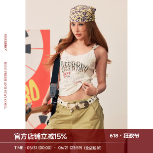 BeerBro『狂欢音乐节』92%莱赛尔天丝闪粉印花烫钻辣妹吊带带胸垫