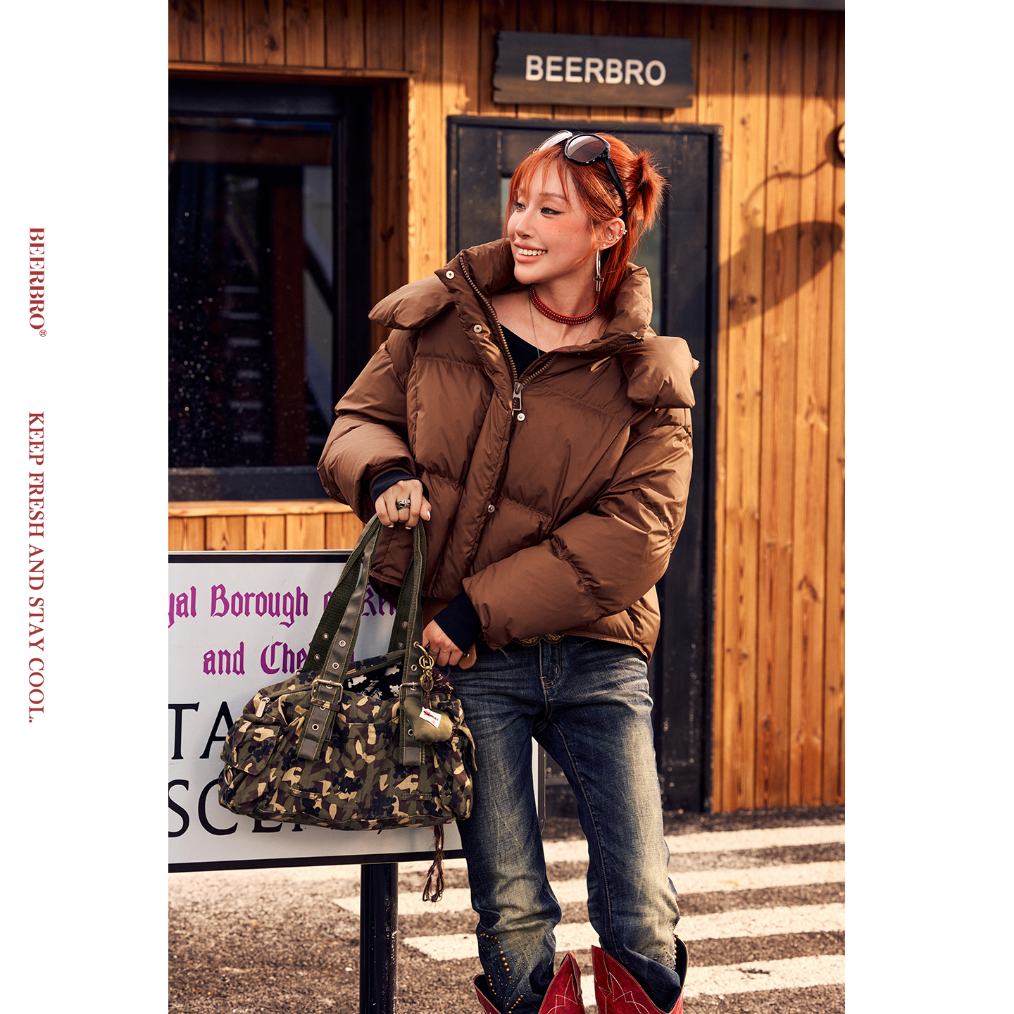 BeerBro『旷野派对』基础百搭款美式辣妹短款秋冬保暖羽绒服外套