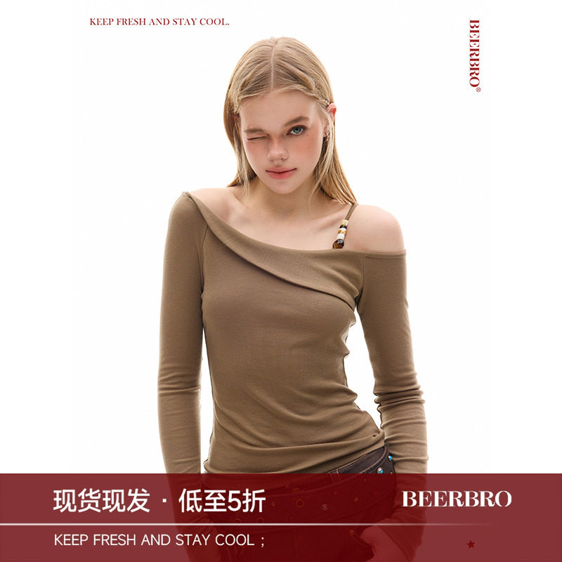 BeerBro『波西米亚』兰精天丝/美亚奴羊毛 舒弹斜肩串珠针织衫,女装/女士精品,毛针织衫,淘宝优惠券,粉丝福利购,淘宝优惠卷