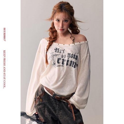 BeerBro 『复古声浪』辣妹真两件套长袖露背镂空上衣豹纹比基尼