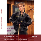 BeerBro 复古纹理皮革铜色秋冬撞钉宽松显瘦皮衣外套 旷野派对