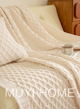 软绵绵雪尼尔针织毯北欧白色床尾毯休闲沙发毯办公室午睡毯子毛毯