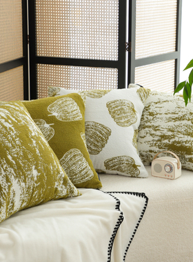 果绿色系毛绒南瓜抱枕套不含芯方枕床上用靠垫沙发靠枕ins风抱枕