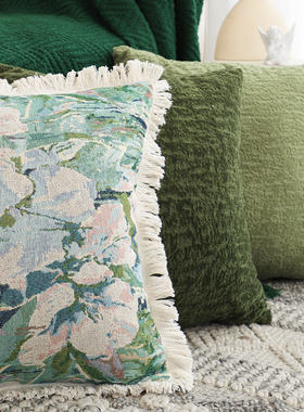 绿野仙踪油画绿色抱枕套不含芯高级客厅沙发抱枕靠枕靠垫床上用