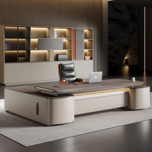 宴宏老板桌办公桌轻奢高级感总裁桌经理大班台简约现代办公家具
