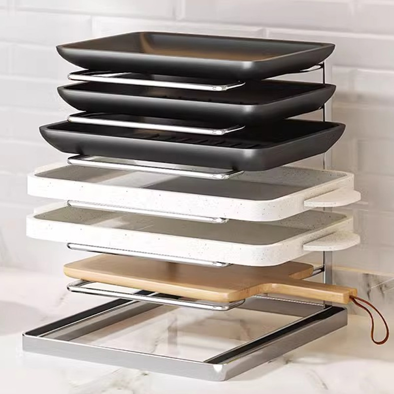 304不锈钢披萨烤盘收纳架晾盘架