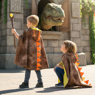 儿童恐龙披风装扮cos 恶魔游园会连帽装扮 毛绒质感易穿脱故事服