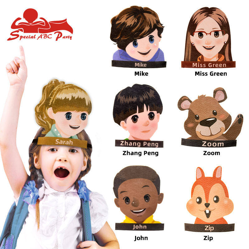 PEP 人教版小学英语头饰教具 小学课本人物 zip zoom角色扮演头套