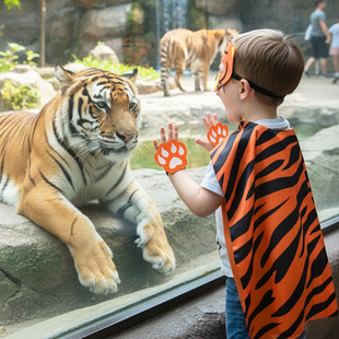 老虎豹子长颈鹿斑马纹儿童披风幼儿园游园会道具角色扮演动物套装